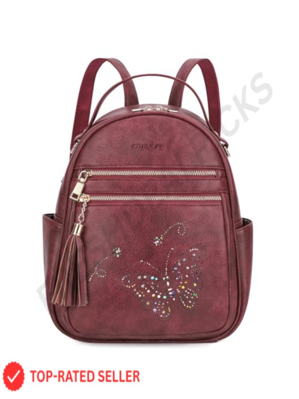 Women's PU Leather Butterfly Mini Backpack Purse - Waterproof Fashion Daypack